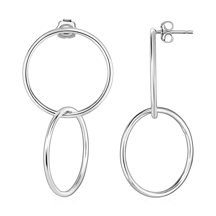 Earrings Interlocking Polished Ring Earrings in Sterling Silver MayaMila