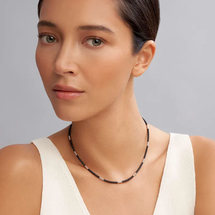 Necklaces LAGOS Black Caviar Silver Station Ceramic Beaded Necklace