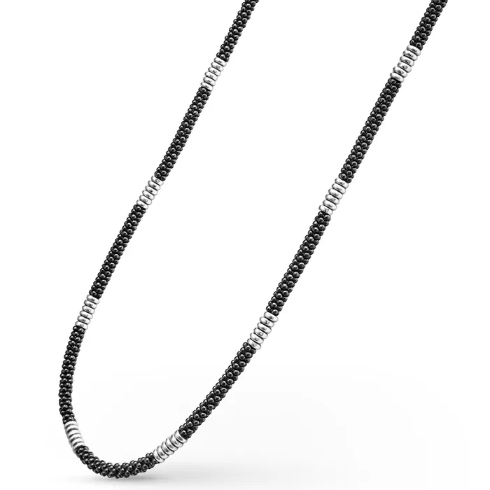 Necklaces LAGOS Black Caviar Silver Station Ceramic Beaded Necklace