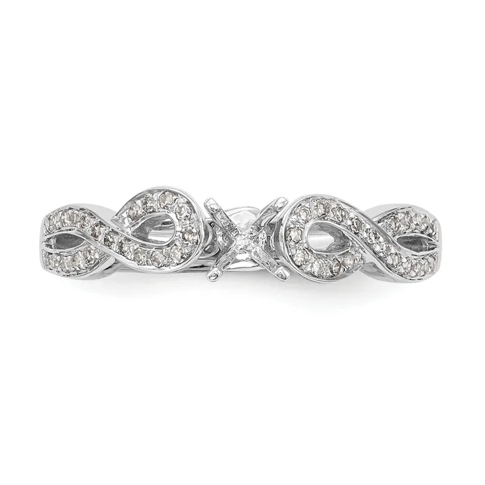 012ct CZ Solid Real 14k White Gold Peg Set CrissCross Engagement Ring Goldia Rings