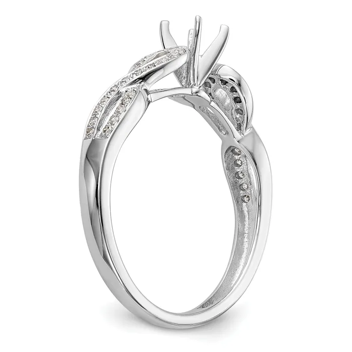 012ct CZ Solid Real 14k White Gold Peg Set CrissCross Engagement Ring Goldia Rings