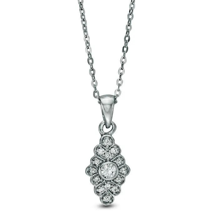 013 CT TW Natural Diamond Kite Pendant in 10K White Gold Goldia Necklaces 013 CT TW Natural Diamond Kite Pendant in 10K White Gold Goldia Necklaces