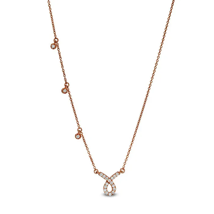 025 CT TW Natural Diamond Awareness Ribbon Necklace in Sterling Silver with 14K Rose Gold Plate Goldia Necklaces 025 CT TW Natural Diamond Awareness Ribbon Necklace in Sterling Silver with 14K Rose Gold Plate Goldia Necklaces