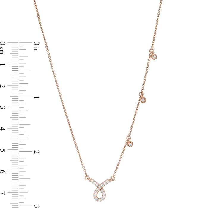 025 CT TW Natural Diamond Awareness Ribbon Necklace in Sterling Silver with 14K Rose Gold Plate Goldia Necklaces 025 CT TW Natural Diamond Awareness Ribbon Necklace in Sterling Silver with 14K Rose Gold Plate Goldia Necklaces