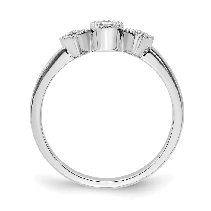 025ct CZ Solid Real 14k White Polish Petite Beaded Edge RoundPrincess Comp Dia Ring Goldia Rings