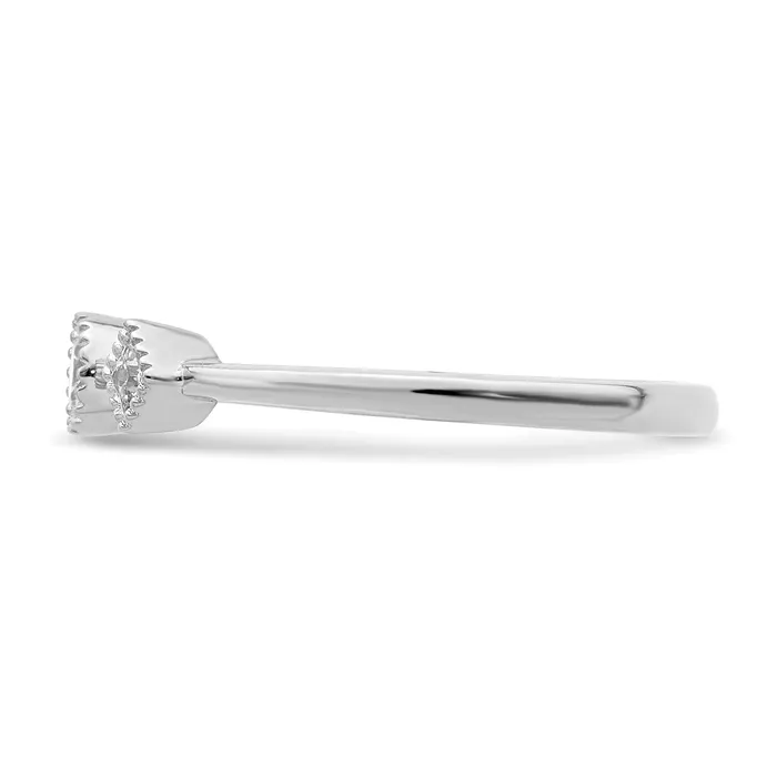 025ct CZ Solid Real 14k White Polish Petite Beaded Edge RoundPrincess Comp Dia Ring Goldia Rings