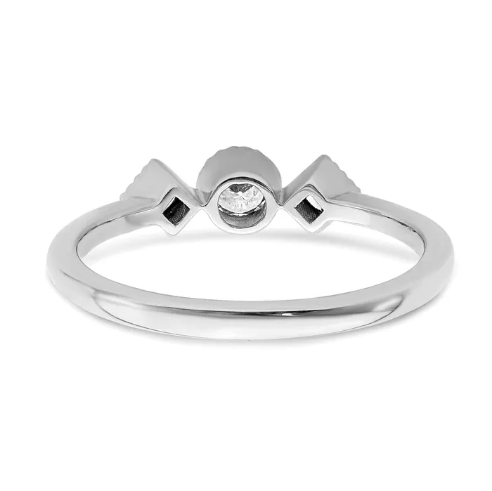 025ct CZ Solid Real 14k White Polish Petite Beaded Edge RoundPrincess Comp Dia Ring Goldia Rings