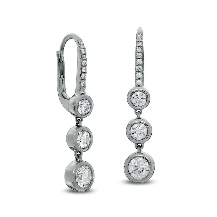 05 CT TW Diamond Graduated Drop Earrings in 10K White Gold Goldia Earrings 05 CT TW Diamond Graduated Drop Earrings in 10K White Gold Goldia Earrings