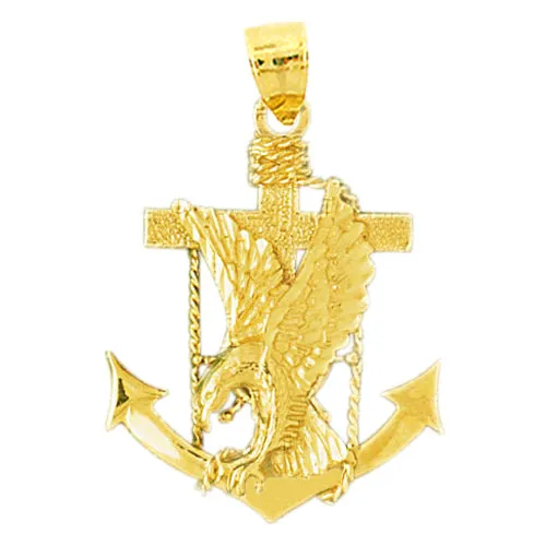 14K Gold Eagle Cross and Anchor Pendant Goldia Necklaces