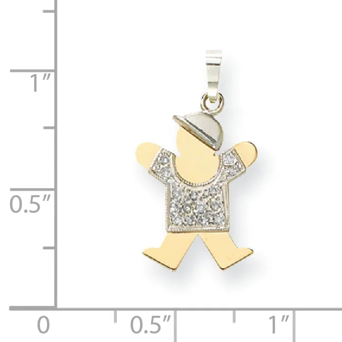 14k Two tone AAA Diamond kid pendant goldiaca Rings
