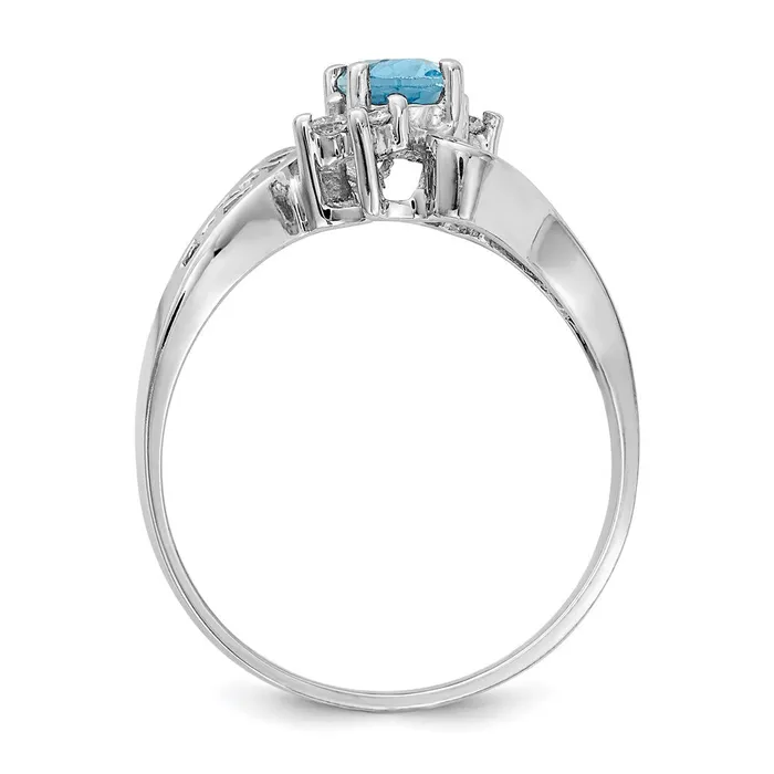 14k White Gold 6x4mm Oval Blue Topaz A Real Diamond ring Goldia Rings