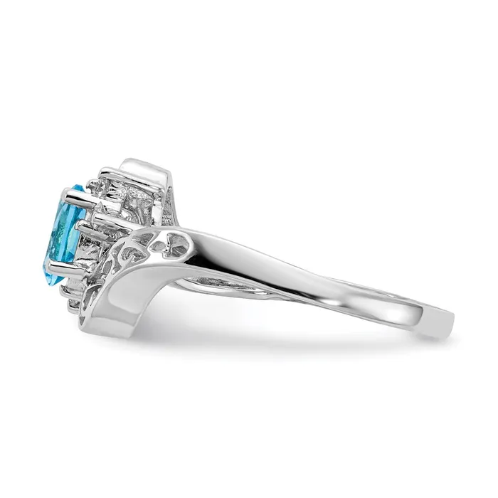 14k White Gold 6x4mm Oval Blue Topaz A Real Diamond ring Goldia Rings