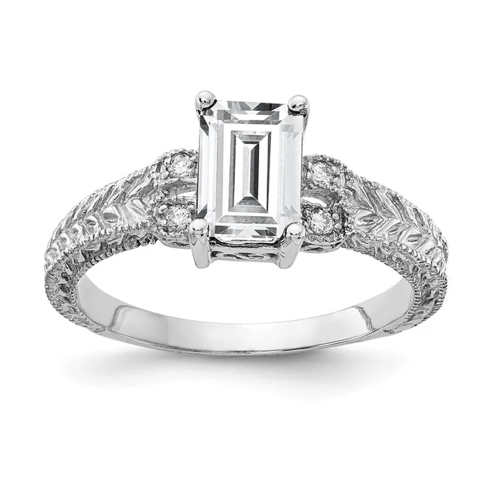 14k White Gold 7x5mm Emerald Cut Cubic Zirconia AAA Diamond Ring Goldia Rings 14k White Gold 7x5mm Emerald Cut Cubic Zirconia AAA Diamond Ring Goldia Rings