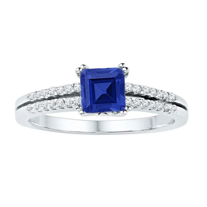 14k White Gold Princess Created Blue Sapphire Solitaire Ring 1 Cttw gndatlanta Rings 14k White Gold Princess Created Blue Sapphire Solitaire Ring 1 Cttw gndatlanta Rings
