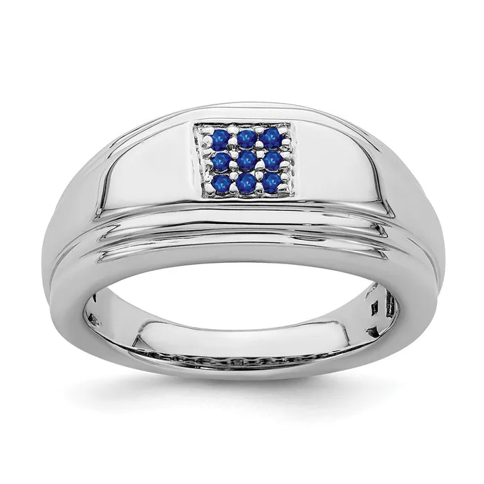 14k White Gold Sapphire Mens Ring Goldia Rings