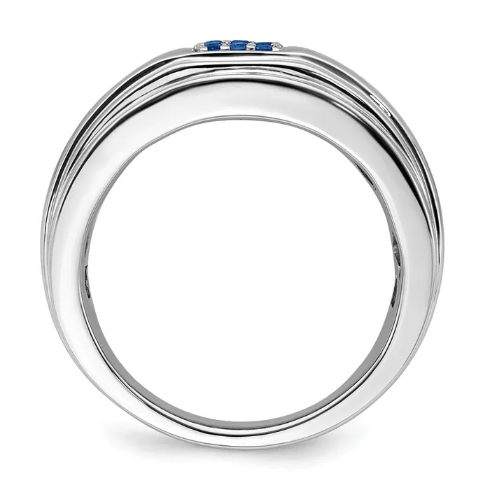 14k White Gold Sapphire Mens Ring Goldia Rings