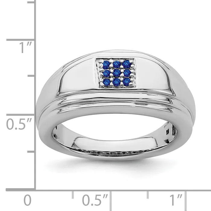 14k White Gold Sapphire Mens Ring Goldia Rings