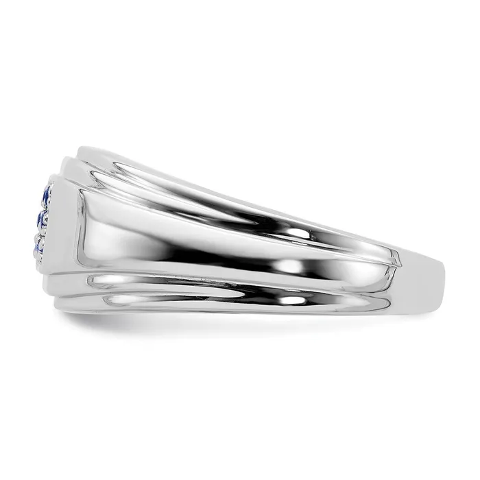 14k White Gold Sapphire Mens Ring Goldia Rings