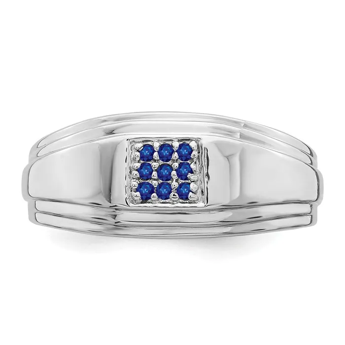 14k White Gold Sapphire Mens Ring Goldia Rings