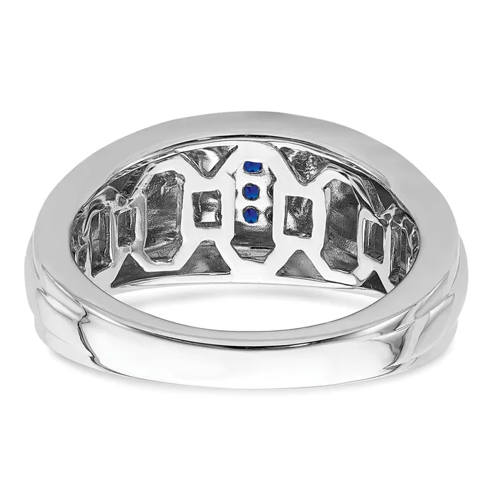 14k White Gold Sapphire Mens Ring Goldia Rings