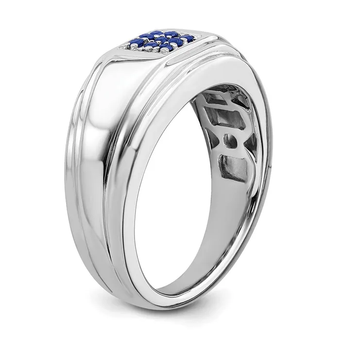 14k White Gold Sapphire Mens Ring Goldia Rings
