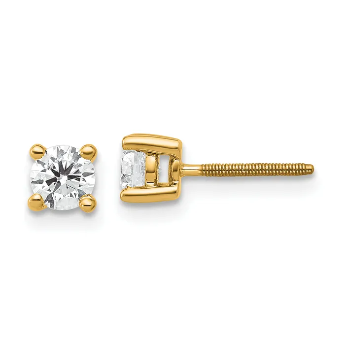 14k Yellow Gold 12 ctw Lab Grown Diamond VSSI G Round 4 Prong Heavy Wt Screwback Stud Earrings Goldia Earrings 14k Yellow Gold 12 ctw Lab Grown Diamond VSSI G Round 4 Prong Heavy Wt Screwback Stud Earrings Goldia Earrings