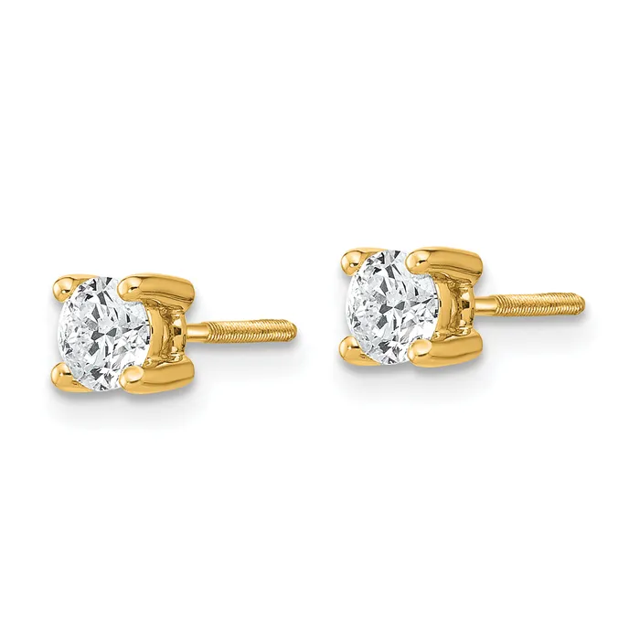 14k Yellow Gold 12 ctw Lab Grown Diamond VSSI G Round 4 Prong Heavy Wt Screwback Stud Earrings Goldia Earrings