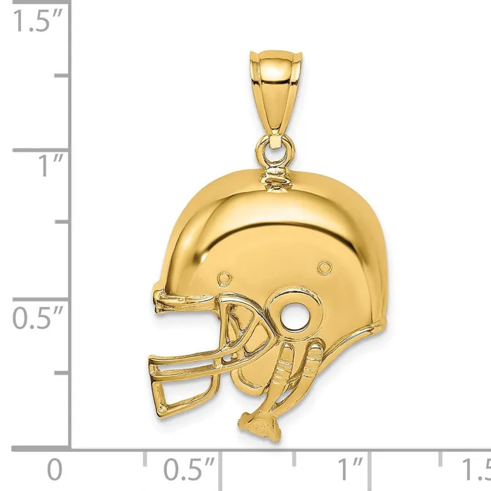 14k Yellow Gold 2D Polished Football Helmet Charm Goldia Charm Necklaces