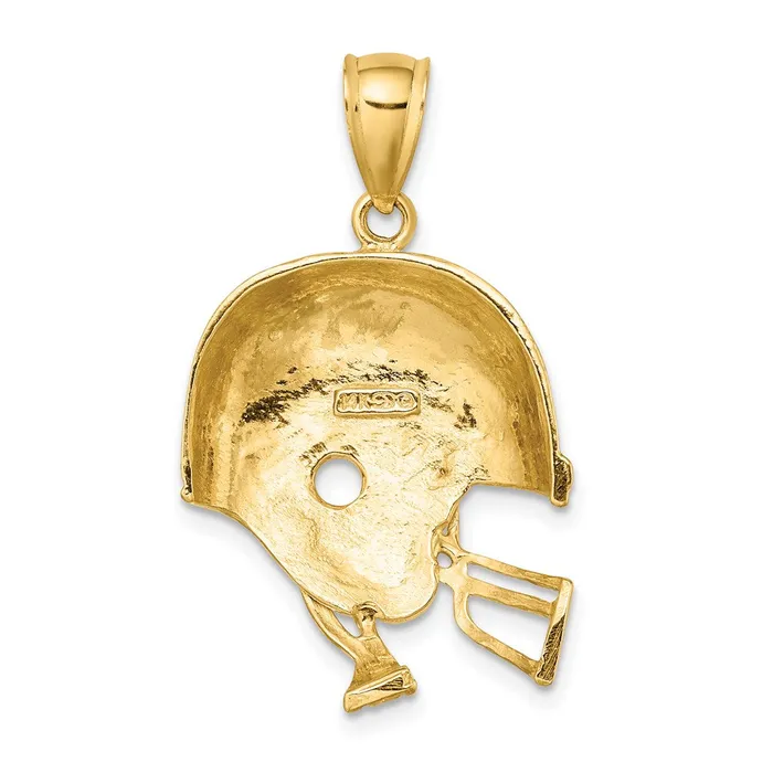 14k Yellow Gold 2D Polished Football Helmet Charm Goldia Charm Necklaces