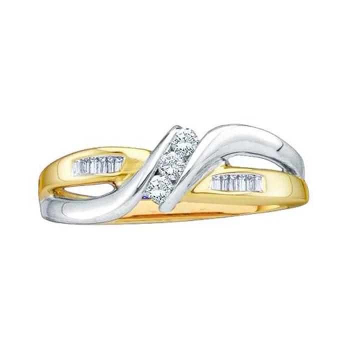 14k Yellow Gold Round Diamond 3stone Promise Ring 16 Cttw gndatlanta Rings