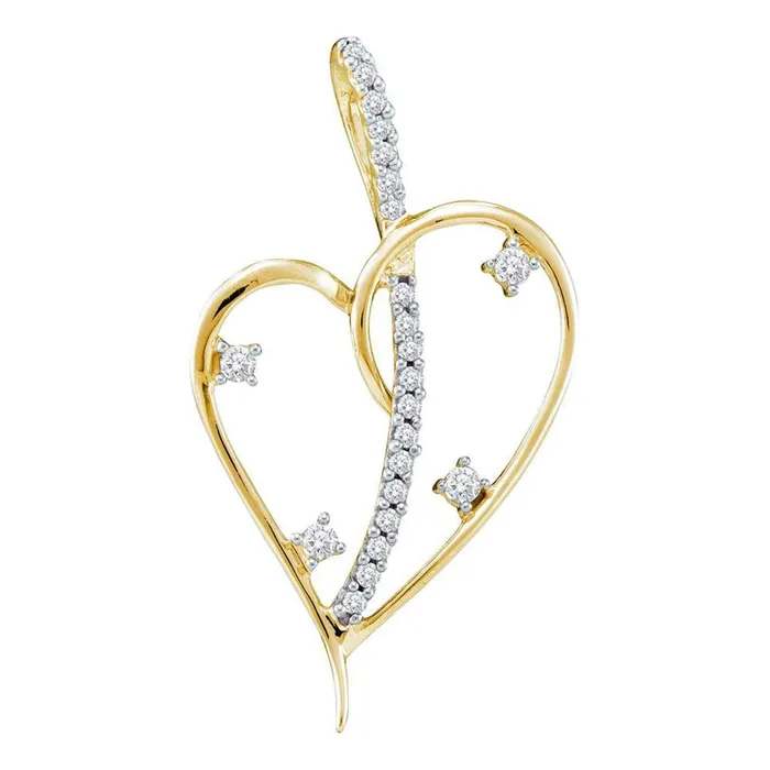 14k Yellow Gold Round Diamond Wire Heart Pendant 15 Cttw gndatlanta Necklaces 14k Yellow Gold Round Diamond Wire Heart Pendant 15 Cttw gndatlanta Necklaces