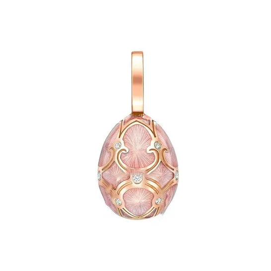 Charm Necklaces Original Faberge Heritage Rose Gold Diamond Pink Guilloch Enamel Egg Charm 701EC1449 JMS always Charm Necklaces Original Faberge Heritage Rose Gold Diamond Pink Guilloch Enamel Egg Charm 701EC1449 JMS always