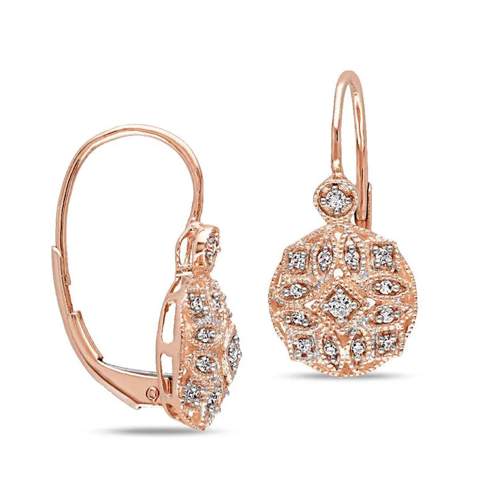 Earrings 013 CT TW Diamond VintageStyle Drop Earrings in 14K Rose Gold Goldia Earrings 013 CT TW Diamond VintageStyle Drop Earrings in 14K Rose Gold Goldia