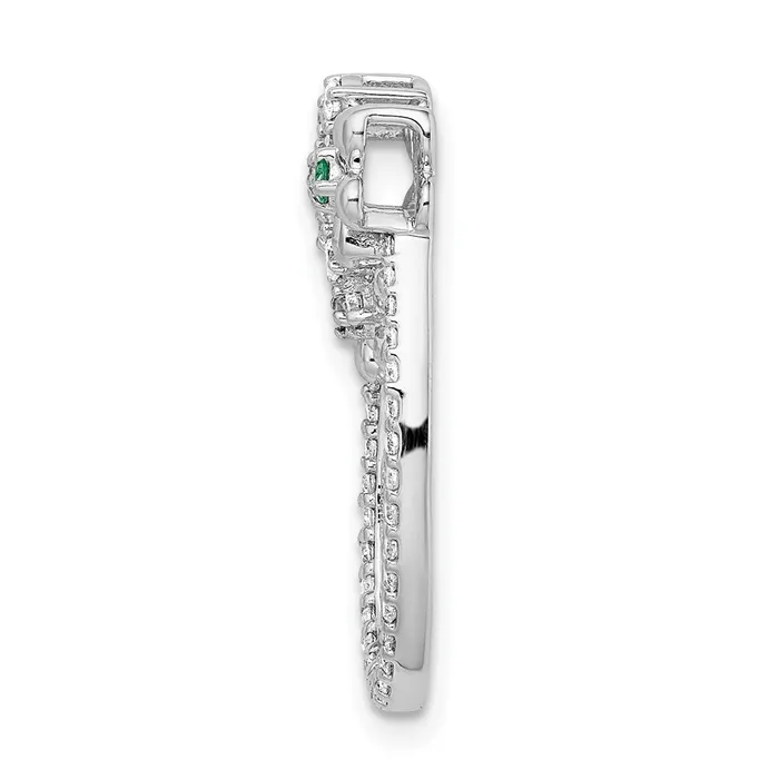 Earrings 14k White Gold Real Diamond and Emerald Flower Chain Slide Goldia