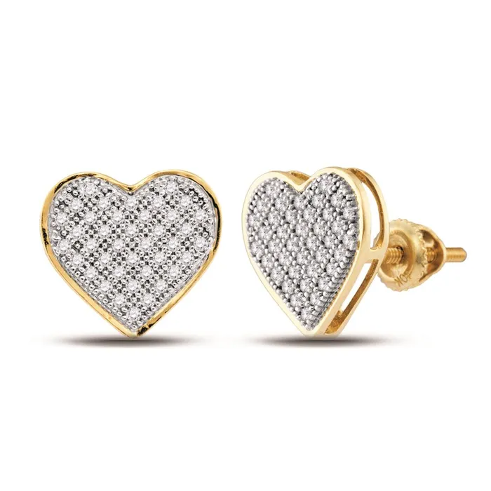 Earrings gndatlanta 10k Yellow Gold Round Diamond Heart Earrings 14 Cttw Earrings gndatlanta 10k Yellow Gold Round Diamond Heart Earrings 14 Cttw