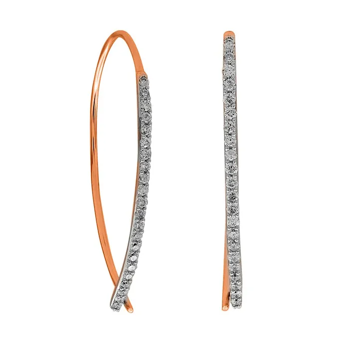 Earrings Goldia 05 CT TW Diamond Threader Hoop Earrings in 10K Rose Gold Earrings Goldia 05 CT TW Diamond Threader Hoop Earrings in 10K Rose Gold