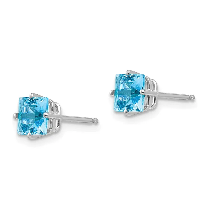 Earrings Goldia 14k White Gold 5mm Princess Cut Blue Topaz Earrings