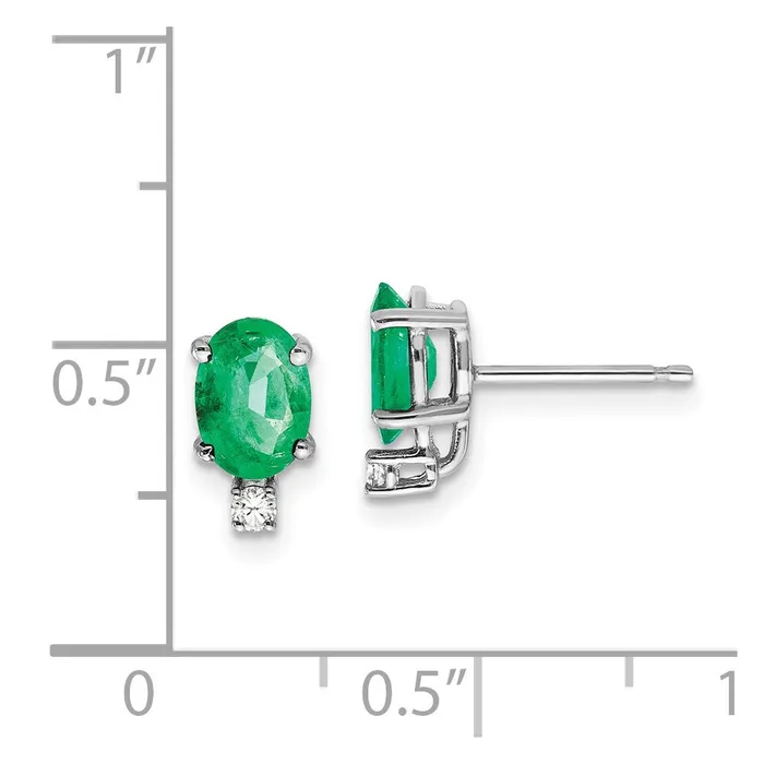 Earrings Goldia 14k White Gold 7x5mm Oval Emerald VS Real Diamond Earrings