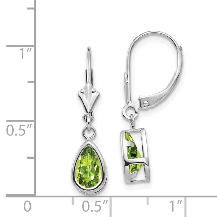 Earrings Goldia 14k White Gold 8x5mm Pear Peridot Leverback Earrings