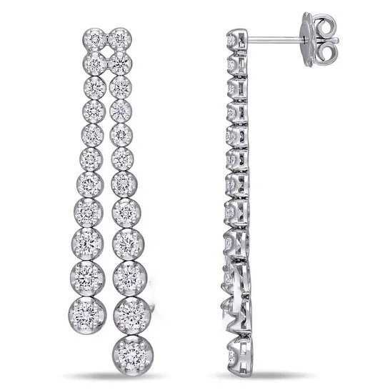 Earrings JMS always Original AMOUR 2 34 CT TW Diamond Double Row Drop Earrings In 18k White Gold Earrings JMS always Original AMOUR 2 34 CT TW Diamond Double Row Drop Earrings In 18k White Gold
