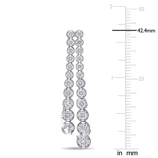 Earrings JMS always Original AMOUR 2 34 CT TW Diamond Double Row Drop Earrings In 18k White Gold Earrings JMS always Original AMOUR 2 34 CT TW Diamond Double Row Drop Earrings In 18k White Gold