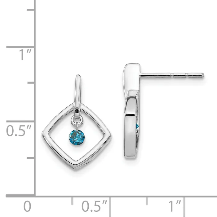 Earrings Solid 14k White Gold Blue Simulated CZ Earrings Goldia Earrings Solid 14k White Gold Blue Simulated CZ Earrings Goldia
