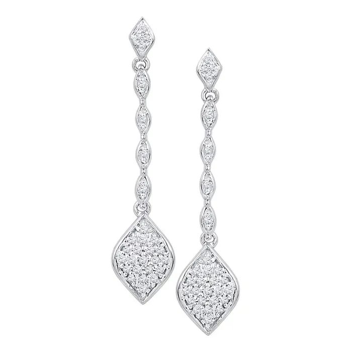 gndatlanta Earrings 14k White Gold Round Diamond Cluster Drop Dangle Earrings 14 Cttw gndatlanta Earrings 14k White Gold Round Diamond Cluster Drop Dangle Earrings 14 Cttw