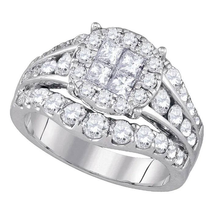 gndatlanta Rings 14k White Gold Princess Diamond Halo Bridal Engagement Ring 2 Cttw gndatlanta Rings 14k White Gold Princess Diamond Halo Bridal Engagement Ring 2 Cttw
