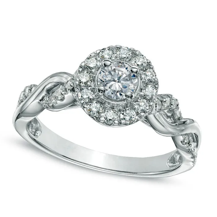 Goldia 063 CT TW Natural Diamond Frame Twist Shank Engagement Ring in Solid 14K White Gold Rings Goldia 063 CT TW Natural Diamond Frame Twist Shank Engagement Ring in Solid 14K White Gold Rings