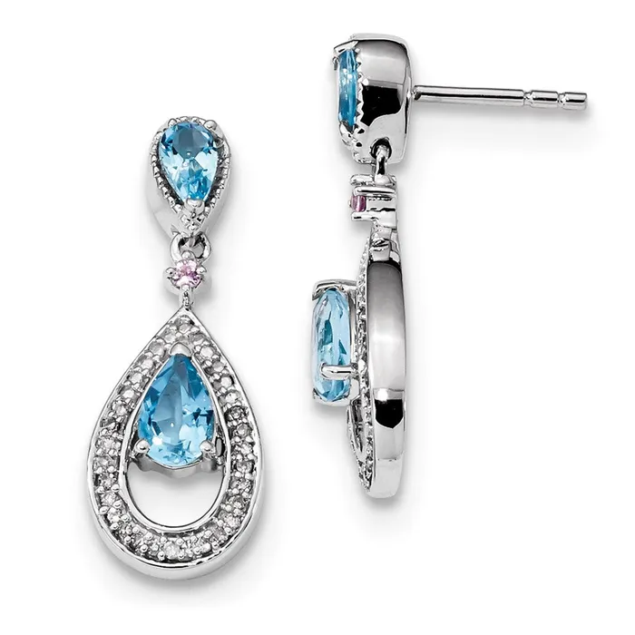 Goldia 14k White Gold Diamond Blue Topaz u0026 Pink Sapphire Post Dangle Earrings Earrings Goldia 14k White Gold Diamond Blue Topaz u0026 Pink Sapphire Post Dangle Earrings Earrings