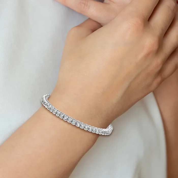 Goldia Bracelets 14k White Gold 5 12 Ct Lab Grown Diamond VSSI G Round Tennis Bracelet