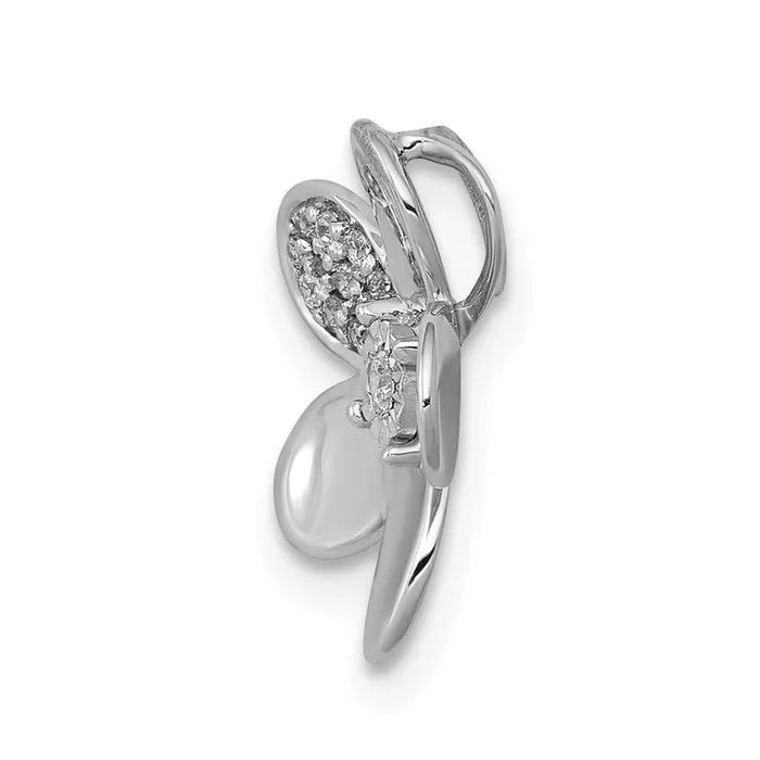 Goldia Earrings 14k White Gold 120ct Real Diamond Flower Chain Slide