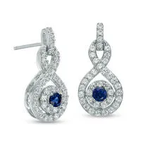 Goldia Earrings LabCreated Blue and White Sapphire Infinity Frame Drop Earrings in Sterling Silver Goldia Earrings LabCreated Blue and White Sapphire Infinity Frame Drop Earrings in Sterling Silver