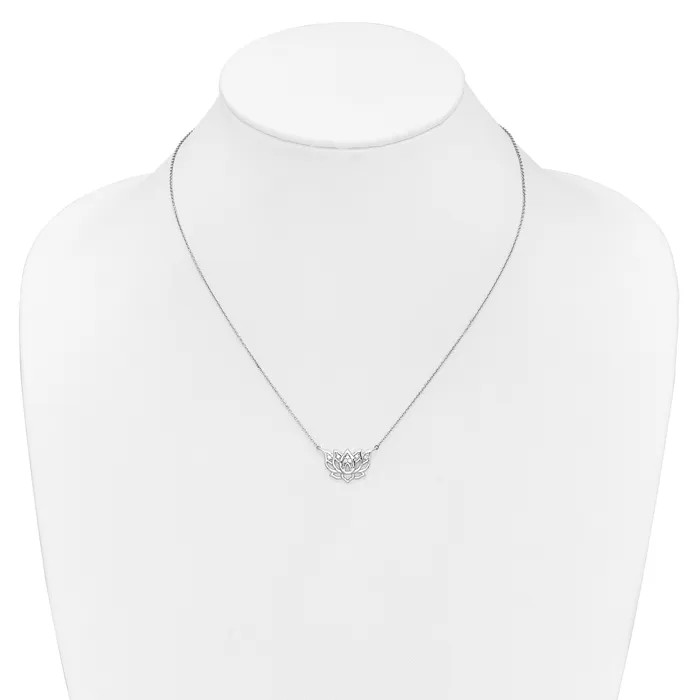 Goldia Necklaces 14k White Gold 115 Ct Lab Grown Diamond VSSI G Lotus Flower 18 inch Necklace